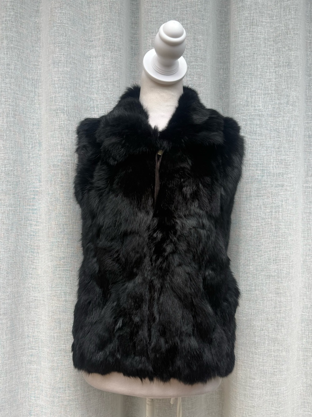 Surell Kids black rabbit hair vest